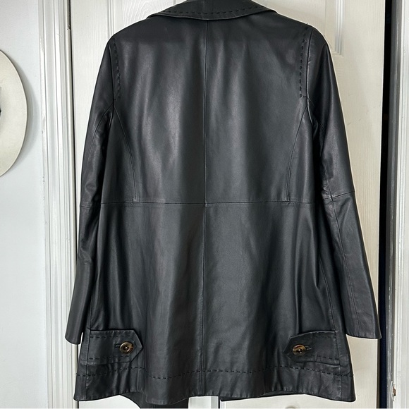 WORTH BLACK LEATHER COAT SZ XS - Picture 3 of 17